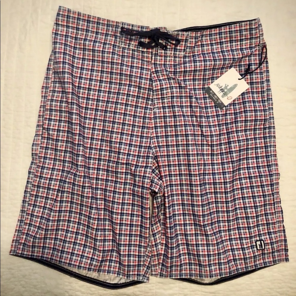 Johnnie-o men’s plaid board shorts swim trunks